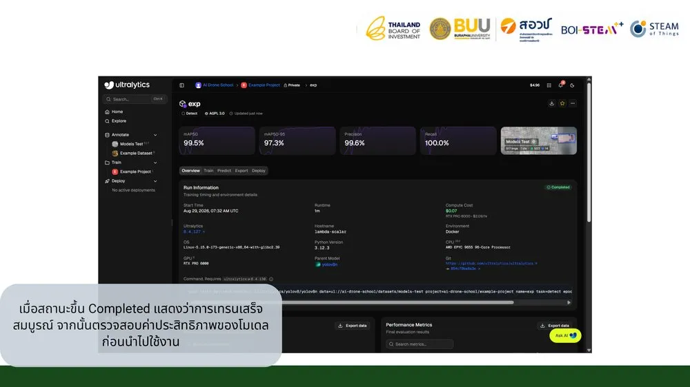 ผลการเทรนโมเดลจริงบน Ultralytics Platform